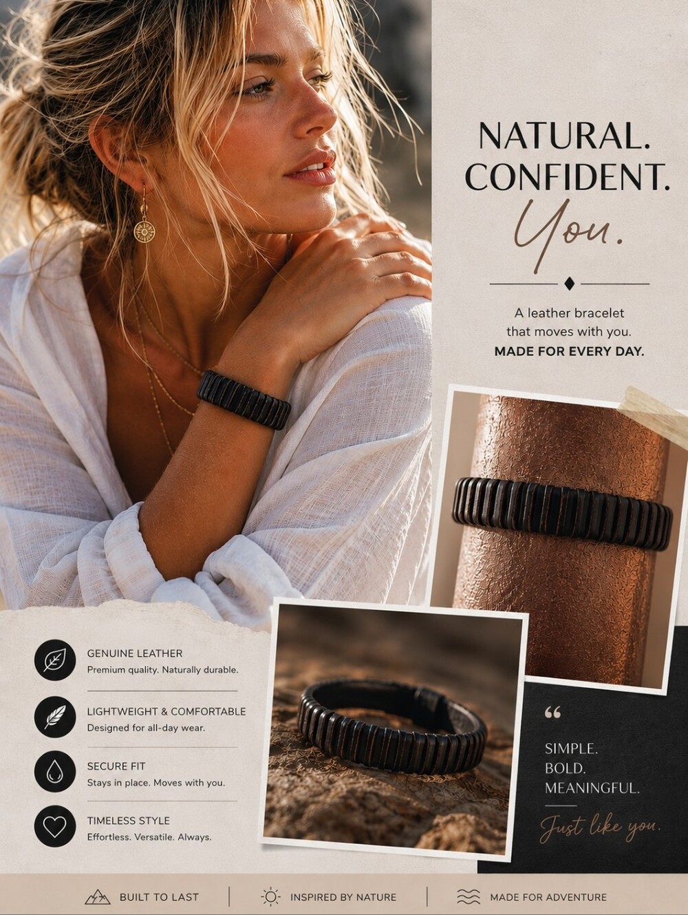 Sexy Brown Textured Stretch Bracelet